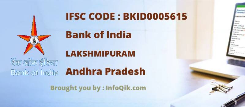 Bank of India Lakshmipuram, Andhra Pradesh - IFSC Code