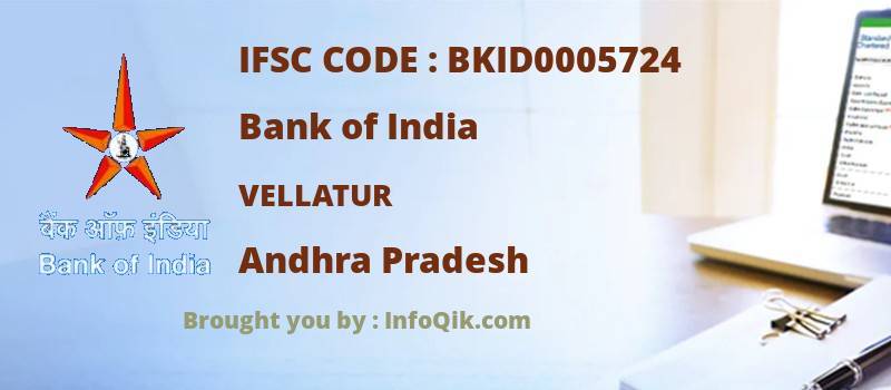 Bank of India Vellatur, Andhra Pradesh - IFSC Code