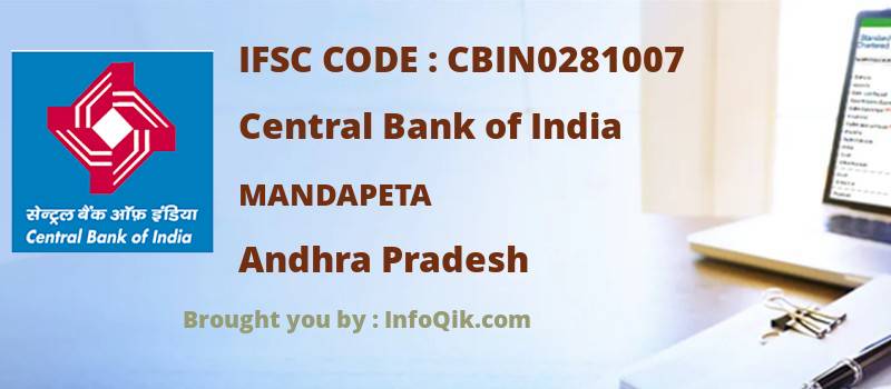 Central Bank of India Mandapeta, Andhra Pradesh - IFSC Code