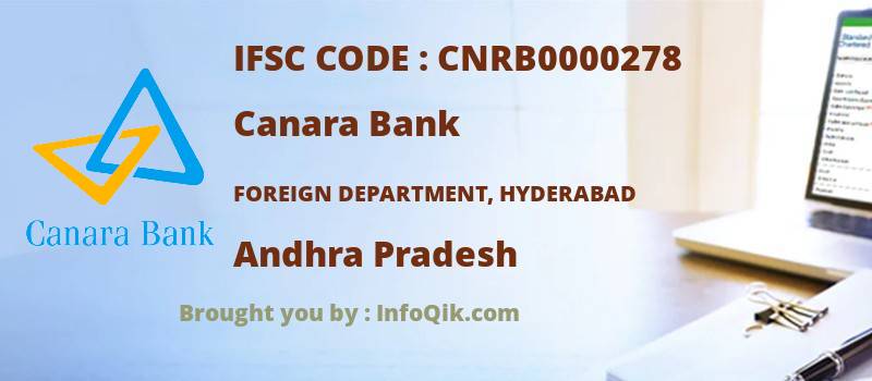 Canara Bank Foreign Department, Hyderabad, Andhra Pradesh - IFSC Code