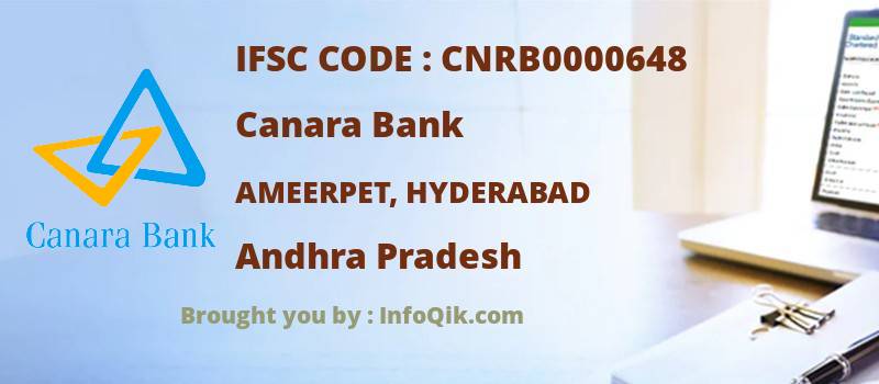 Canara Bank Ameerpet, Hyderabad, Andhra Pradesh - IFSC Code