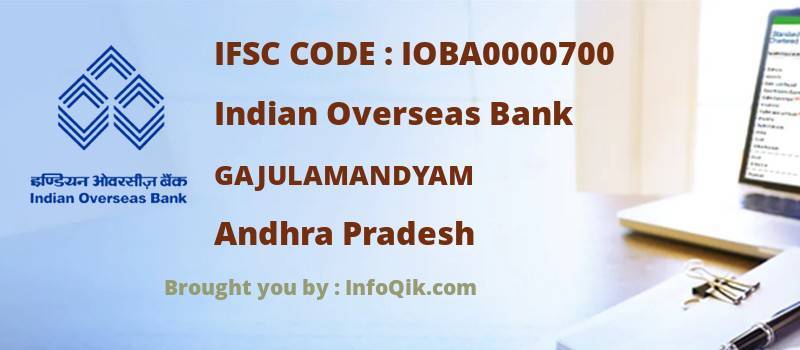 Indian Overseas Bank Gajulamandyam, Andhra Pradesh - IFSC Code