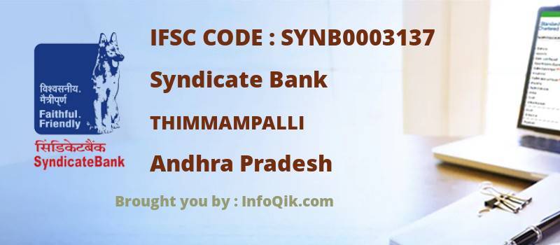 Syndicate Bank Thimmampalli, Andhra Pradesh - IFSC Code