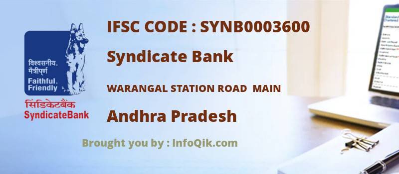 Syndicate Bank Warangal Station Road  Main, Andhra Pradesh - IFSC Code