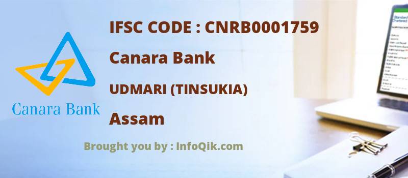 Canara Bank Udmari (tinsukia), Assam - IFSC Code