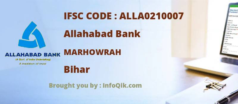 Allahabad Bank Marhowrah, Bihar - IFSC Code