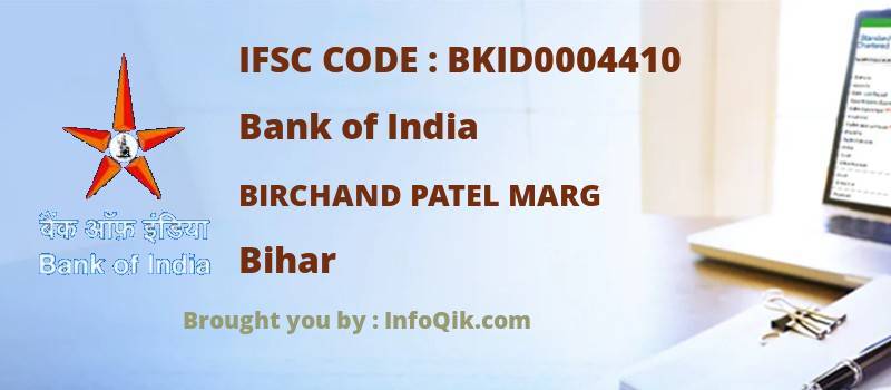 Bank of India Birchand Patel Marg, Bihar - IFSC Code