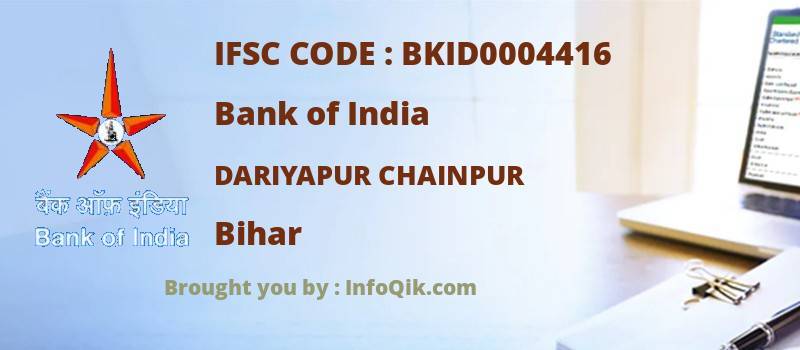 Bank of India Dariyapur Chainpur, Bihar - IFSC Code