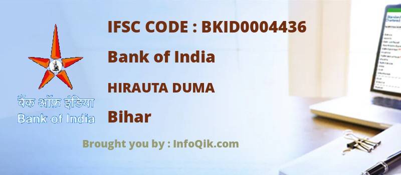 Bank of India Hirauta Duma, Bihar - IFSC Code