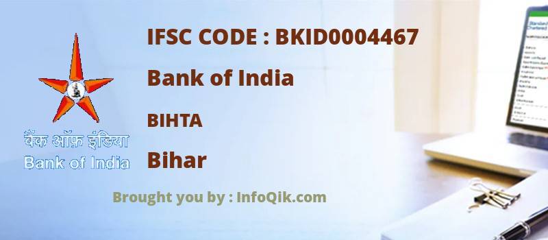 Bank of India Bihta, Bihar - IFSC Code