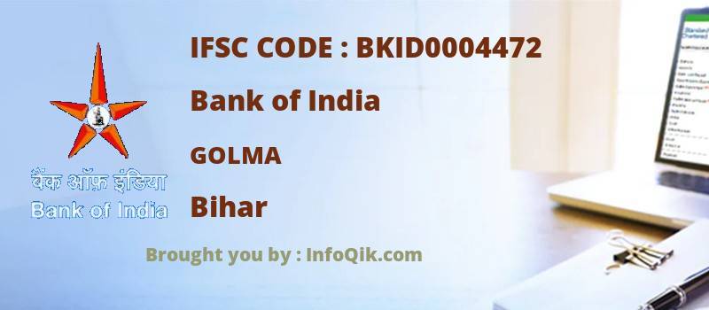 Bank of India Golma, Bihar - IFSC Code