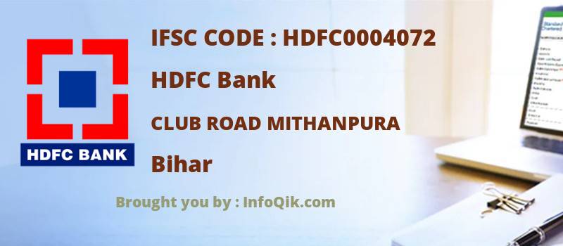 HDFC Bank Club Road Mithanpura, Bihar - IFSC Code