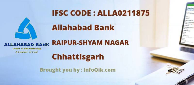 Allahabad Bank Raipur-shyam Nagar, Chhattisgarh - IFSC Code