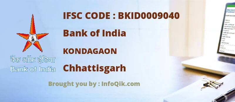 Bank of India Kondagaon, Chhattisgarh - IFSC Code