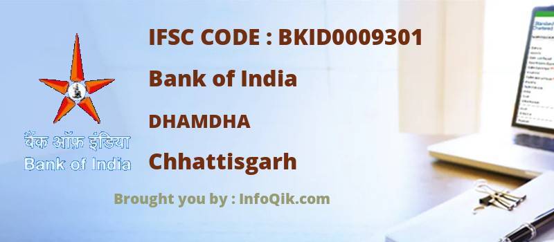 Bank of India Dhamdha, Chhattisgarh - IFSC Code