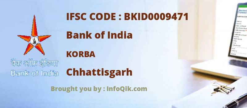 Bank of India Korba, Chhattisgarh - IFSC Code