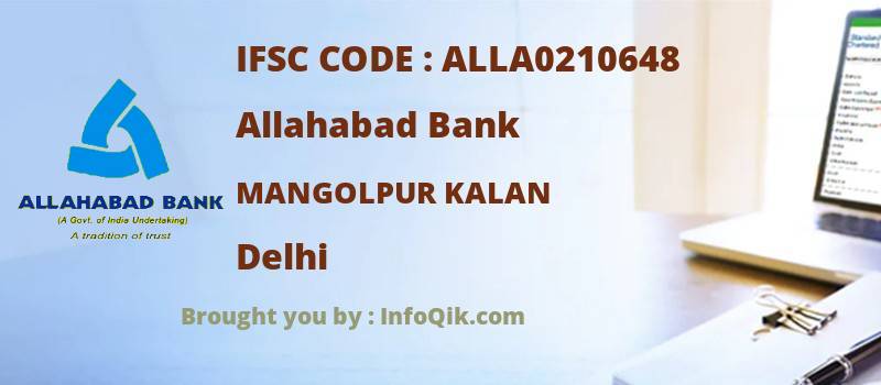 Allahabad Bank Mangolpur Kalan, Delhi - IFSC Code