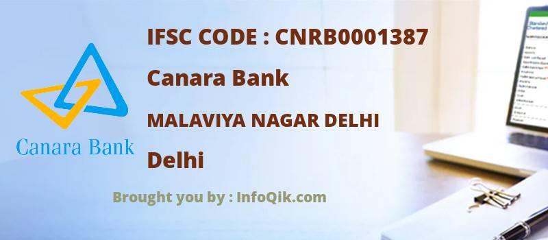 Canara Bank Malaviya Nagar Delhi, Delhi - IFSC Code