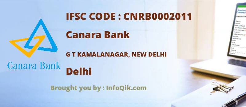 Canara Bank G T Kamalanagar, New Delhi, Delhi - IFSC Code