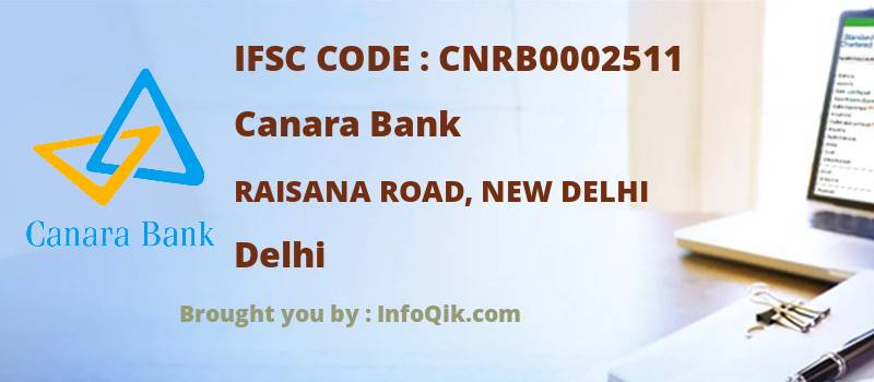 Canara Bank Raisana Road, New Delhi, Delhi - IFSC Code