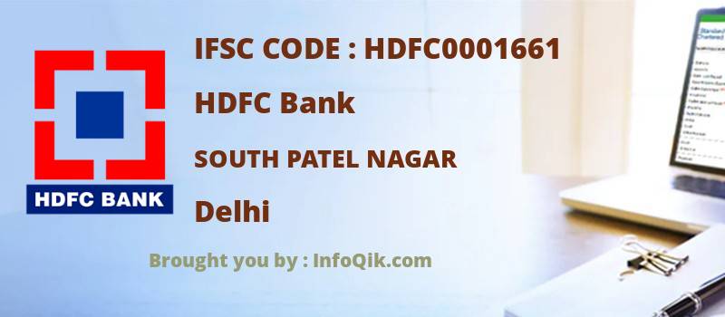 HDFC Bank South Patel Nagar, Delhi - IFSC Code