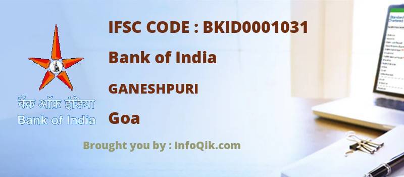 Bank of India Ganeshpuri, Goa - IFSC Code