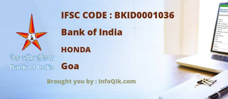 Bank of India Honda, Goa - IFSC Code