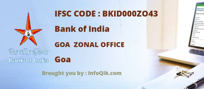 Bank of India Goa  Zonal Office, Goa - IFSC Code