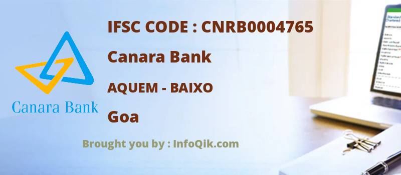 Canara Bank Aquem - Baixo, Goa - IFSC Code