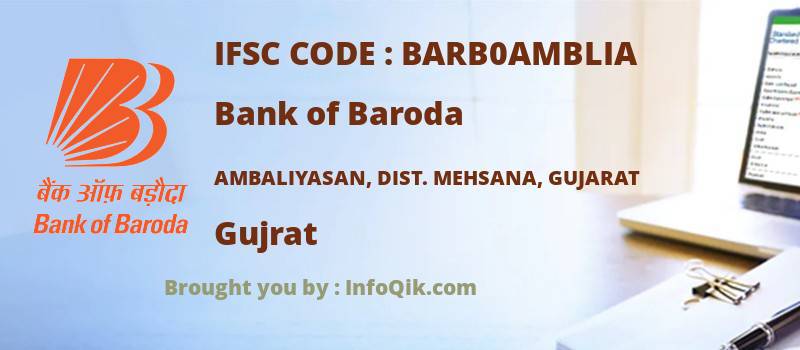 Bank of Baroda Ambaliyasan, Dist. Mehsana, Gujarat, Gujrat - IFSC Code