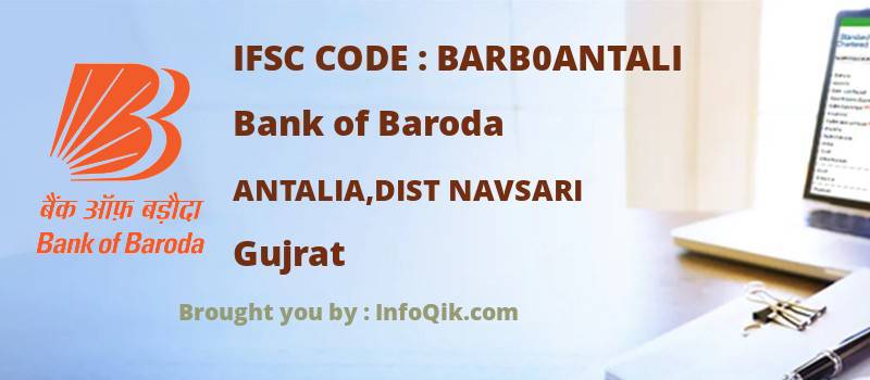 Bank of Baroda Antalia,dist Navsari, Gujrat - IFSC Code