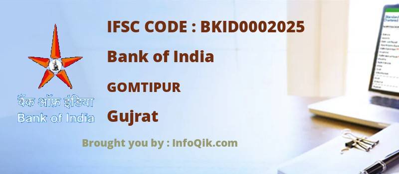 Bank of India Gomtipur, Gujrat - IFSC Code