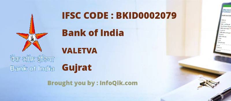 Bank of India Valetva, Gujrat - IFSC Code