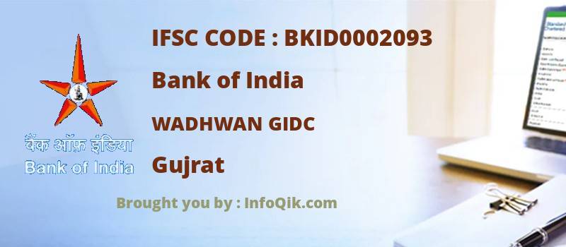 Bank of India Wadhwan Gidc, Gujrat - IFSC Code