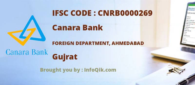 Canara Bank Foreign Department, Ahmedabad, Gujrat - IFSC Code