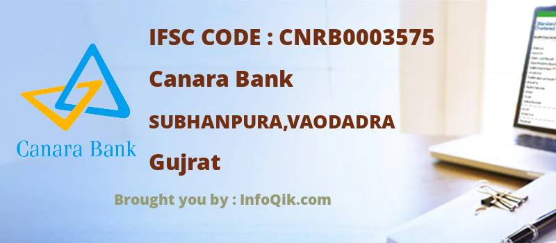 Canara Bank Subhanpura,vaodadra, Gujrat - IFSC Code