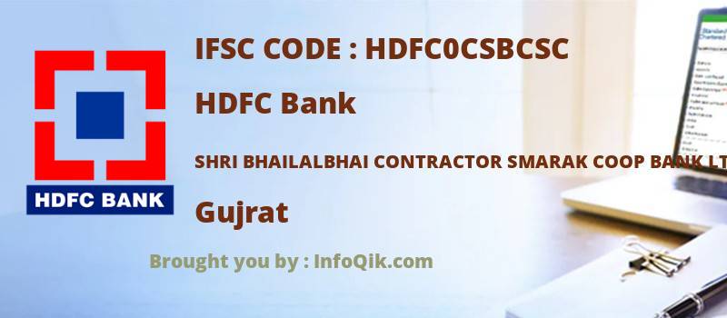 HDFC Bank Shri Bhailalbhai Contractor Smarak Coop Bank Ltd, Gujrat - IFSC Code