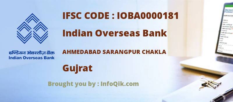 Indian Overseas Bank Ahmedabad Sarangpur Chakla, Gujrat - IFSC Code