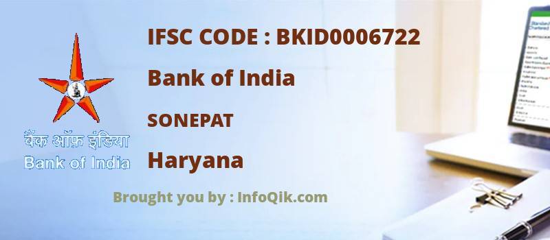 Bank of India Sonepat, Haryana - IFSC Code