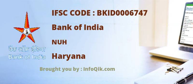 Bank of India Nuh, Haryana - IFSC Code