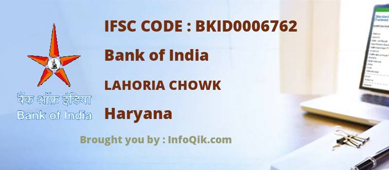 Bank of India Lahoria Chowk, Haryana - IFSC Code