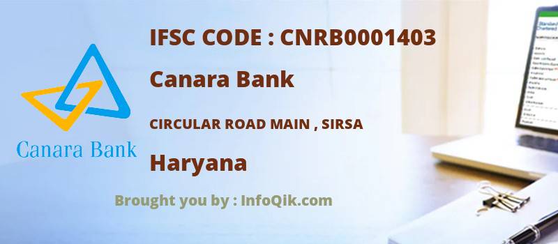 Canara Bank Circular Road Main , Sirsa, Haryana - IFSC Code