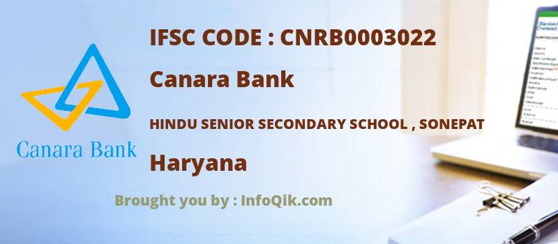 Canara Bank Hindu Senior Secondary School , Sonepat, Haryana - IFSC Code