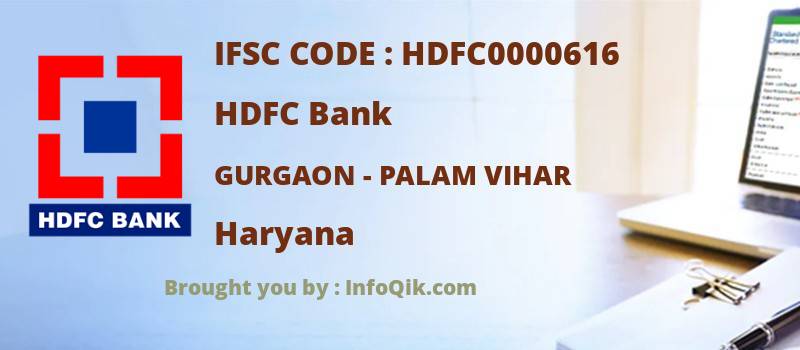 HDFC Bank Gurgaon - Palam Vihar, Haryana - IFSC Code