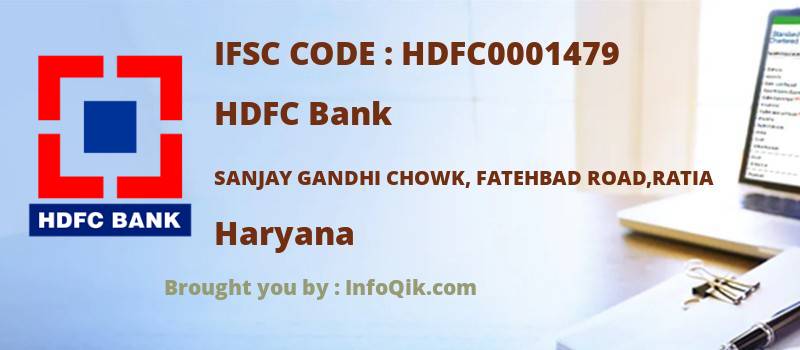 HDFC Bank Sanjay Gandhi Chowk, Fatehbad Road,ratia, Haryana - IFSC Code