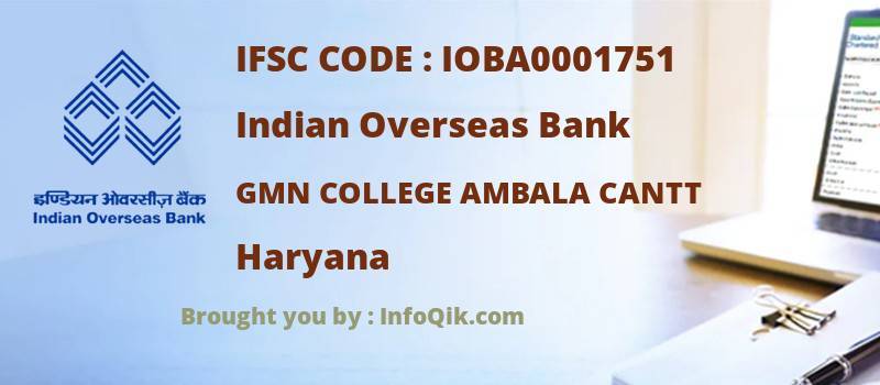 Indian Overseas Bank Gmn College Ambala Cantt, Haryana - IFSC Code