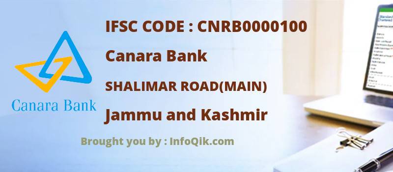 Canara Bank Shalimar Road(main), Jammu and Kashmir - IFSC Code