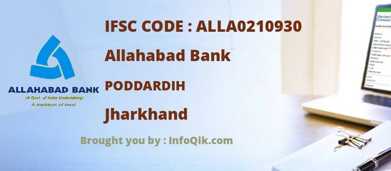 Allahabad Bank Poddardih, Jharkhand - IFSC Code