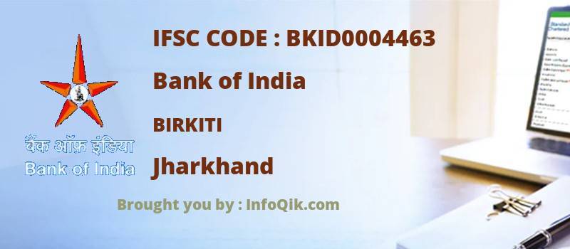 Bank of India Birkiti, Jharkhand - IFSC Code