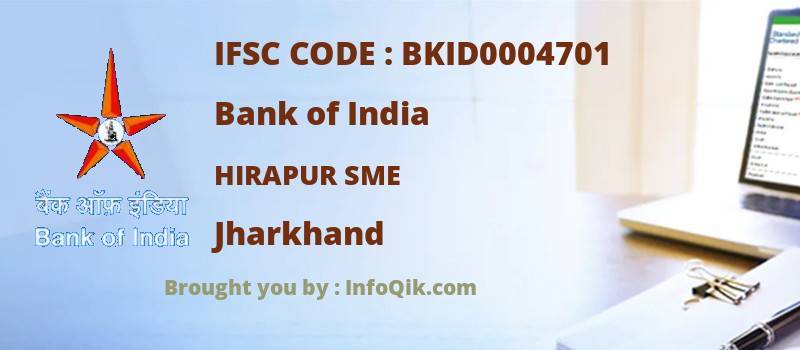 Bank of India Hirapur Sme, Jharkhand - IFSC Code